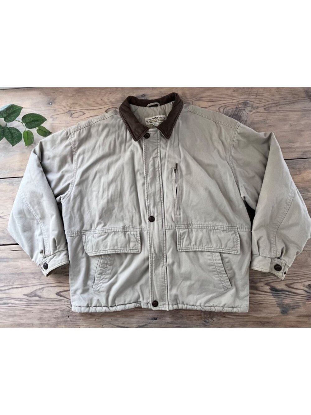 Natural Issue Chore Jacket Mens XL Tan Flannel Lined Workwear Heavyweight 90s
